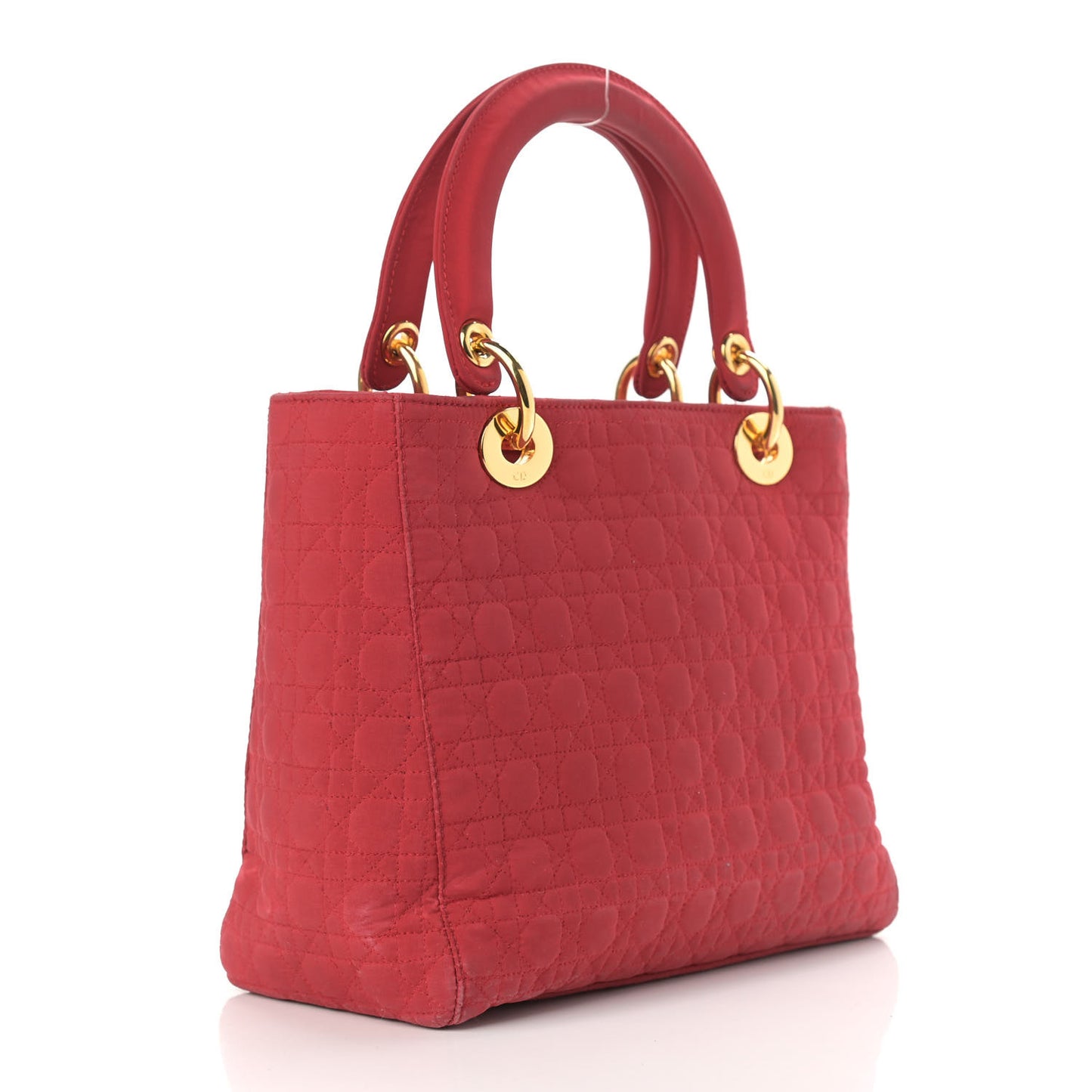 Nylon Cannage Medium Lady Dior Red