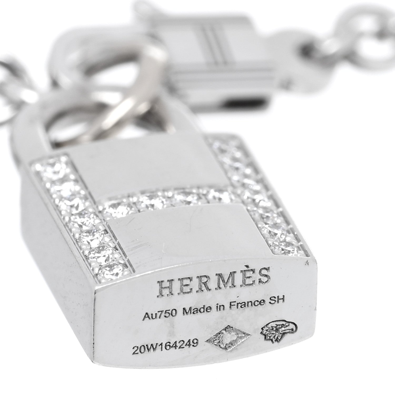 Hermes 18K White Gold Diamond Amulettes Cadenas Bracelet SH 3 of 4