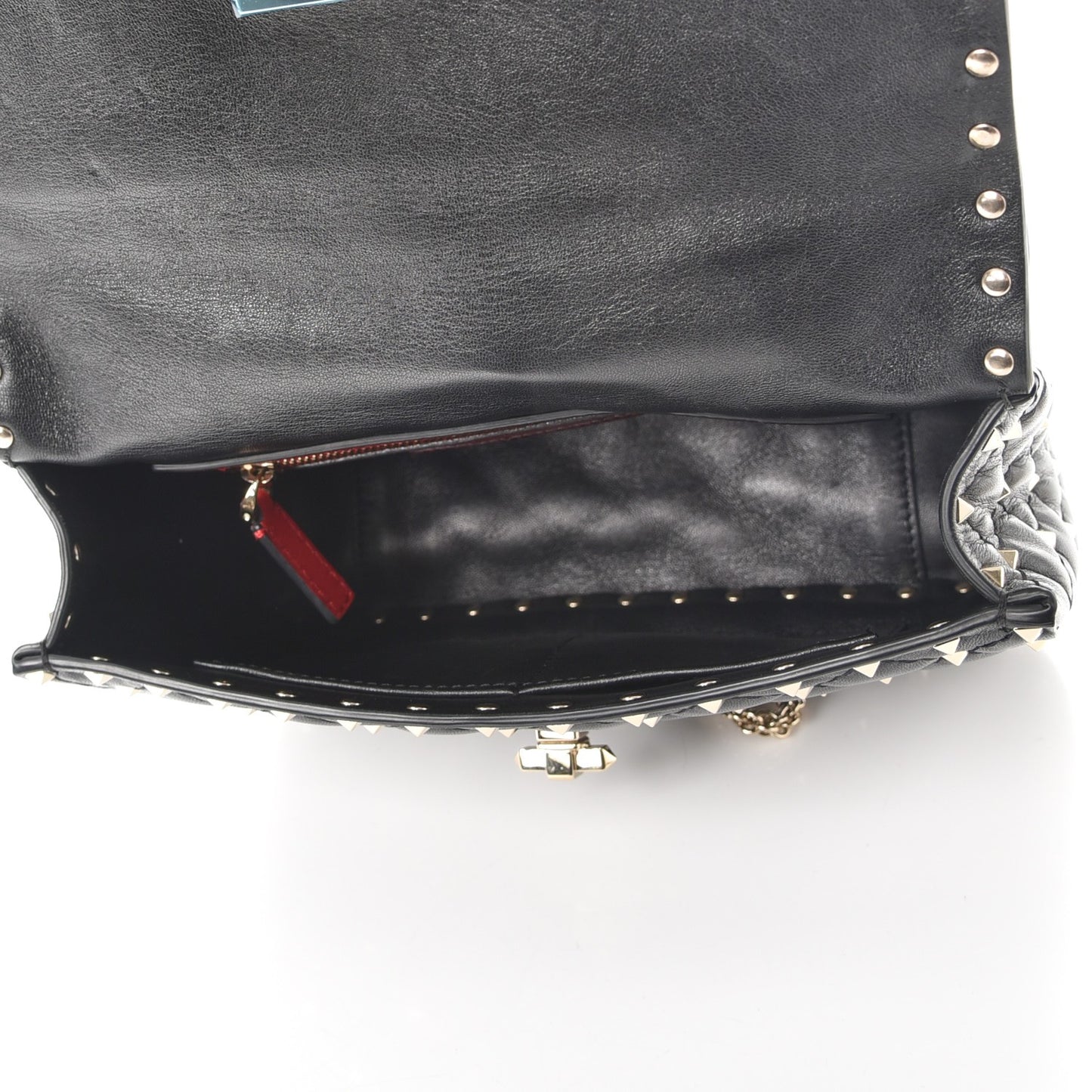 Lambskin Medium Rockstud Spike Shoulder Bag Black