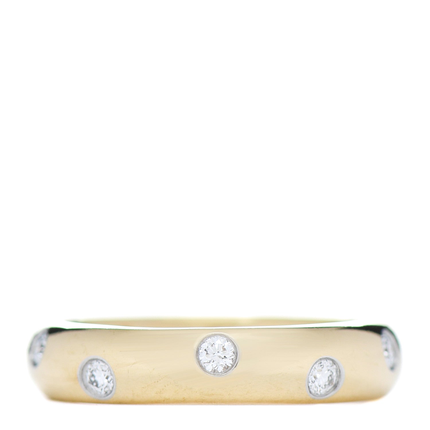 Tiffany 18K Yellow Gold Platinum Diamond 4mm Etoile Band Ring 48 4.5 1 of 5