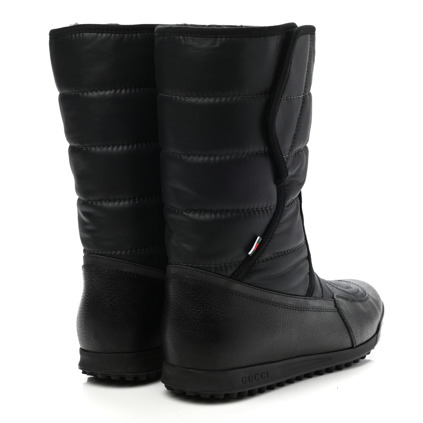 Calfskin Nylon Quilted Boots 38.5 Black