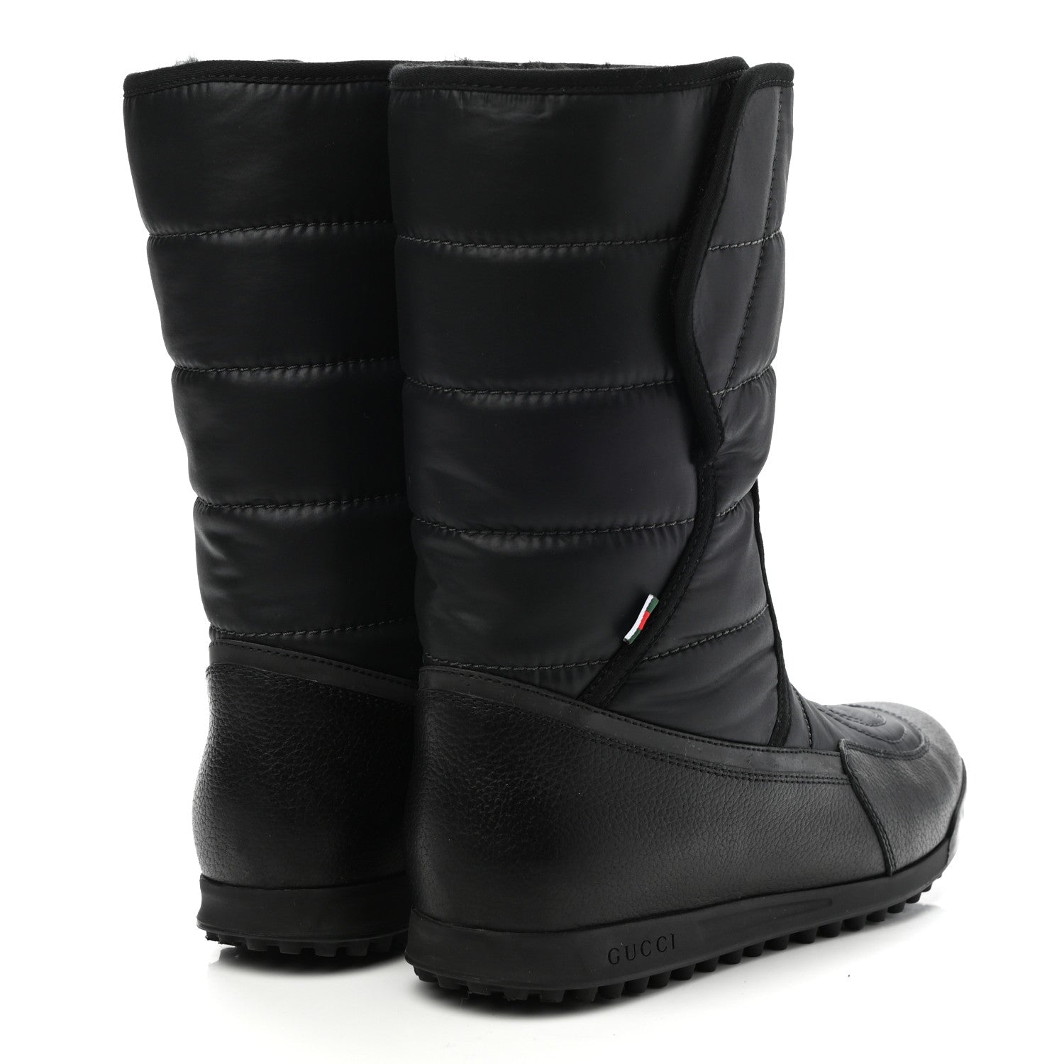 Gucci Calfskin Nylon Quilted Boots 38.5 Black 4 of 7