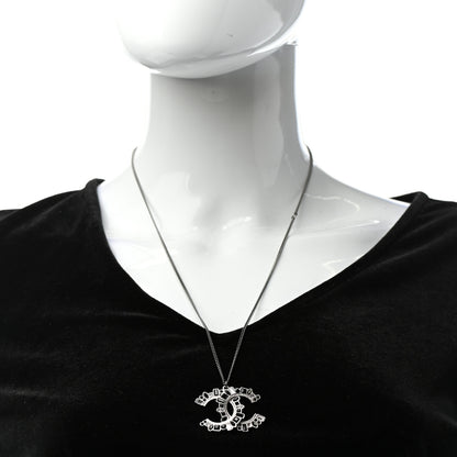 Chanel Baguette Crystal CC Necklace Silver Black 3 of 7