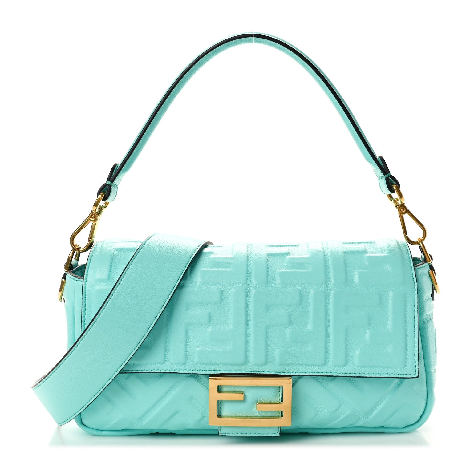 Fendi Nappa FF 1974 Embossed Baguette Tiffany 1 of 10