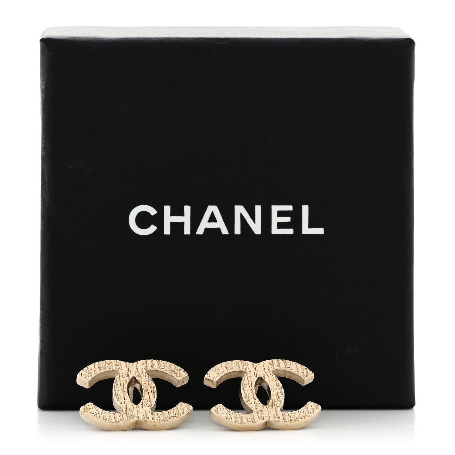Chanel Metal Textured CC Earrings Gold 6 of 6