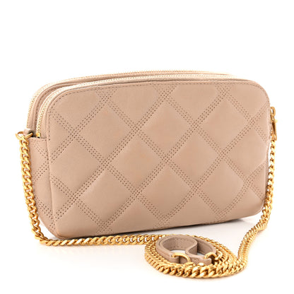 Saint Laurent Grained Lambskin Quilted Mini Becky Double Zip Bag Natural Tan 3 of 18