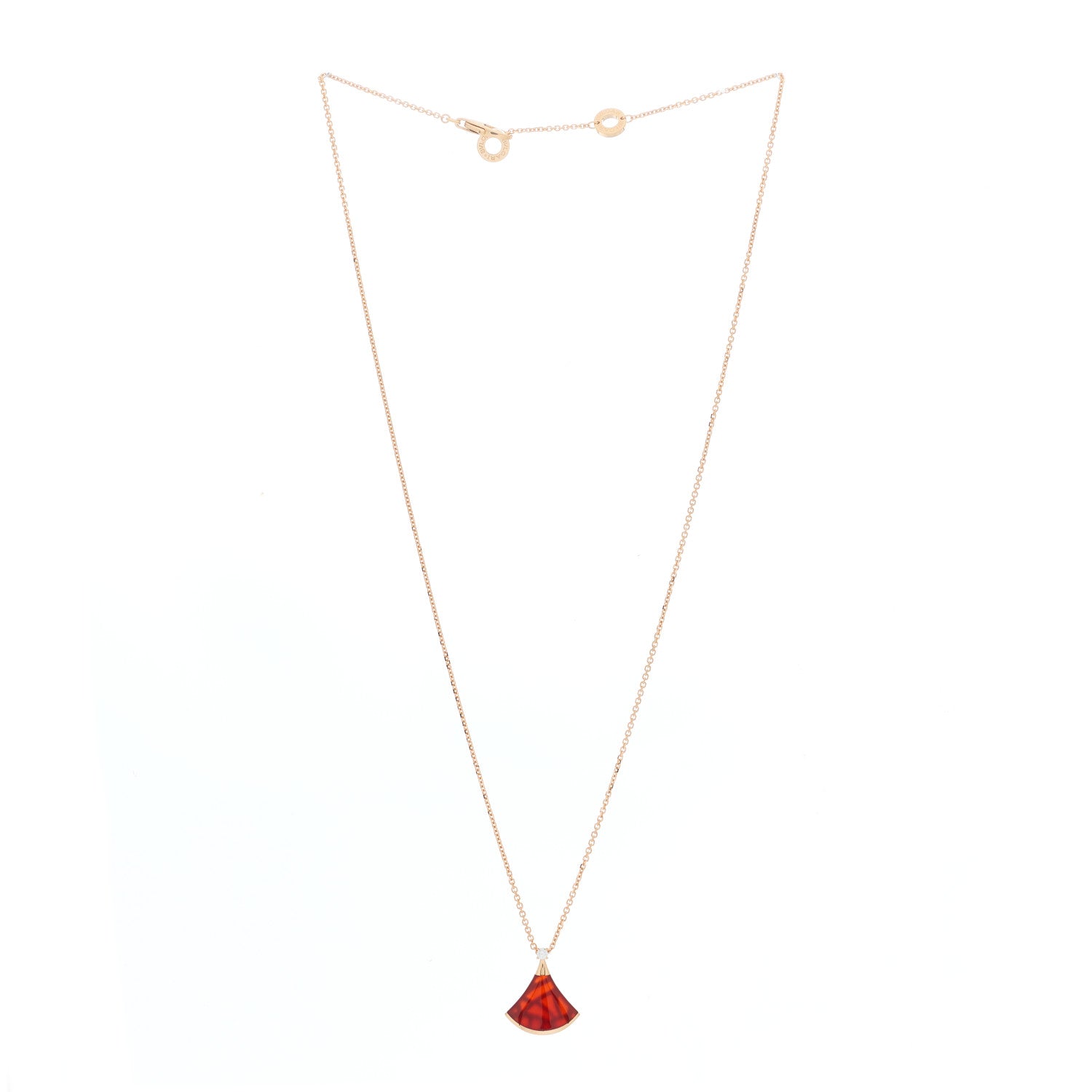 Bulgari 18K Rose Gold Diamond Carnelian Divas' Dream Pendant Necklace 2 of 6