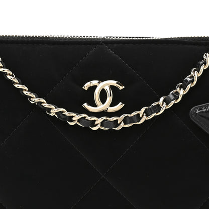 Chanel Velvet Effect Nylon Shiny Crumpled Calfskin Coco Neige Quilted Clutch With Chain Black 9 of 11