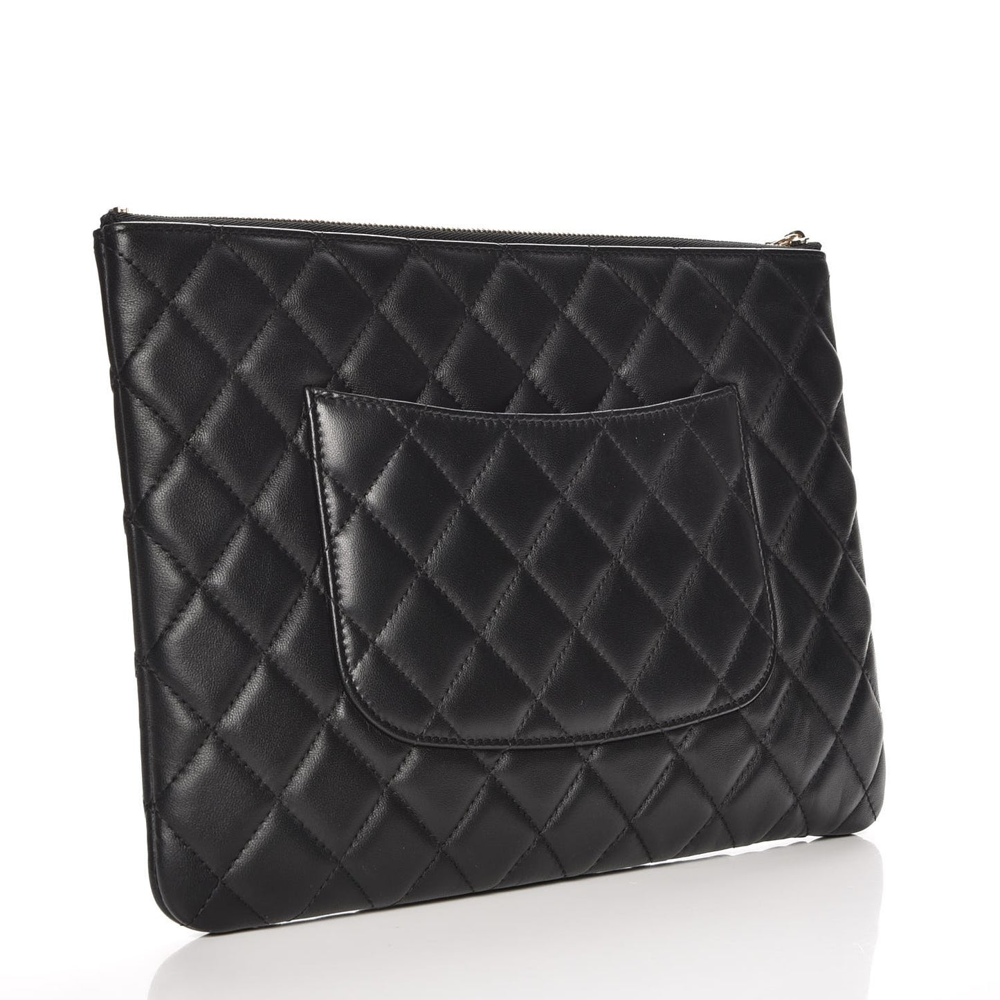 Lambskin Quilted Medium Cosmetic Case Black