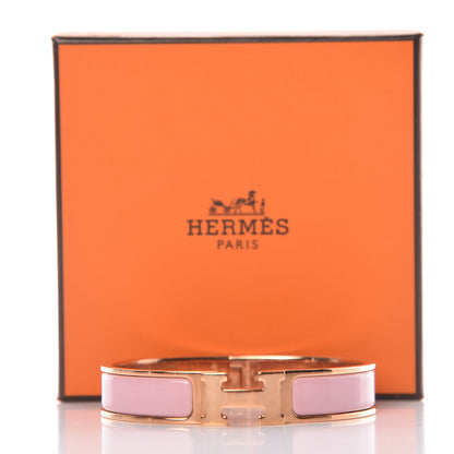 Hermes Enamel Narrow Clic Clac H Bracelet GM Rose Nacarat 5 of 5