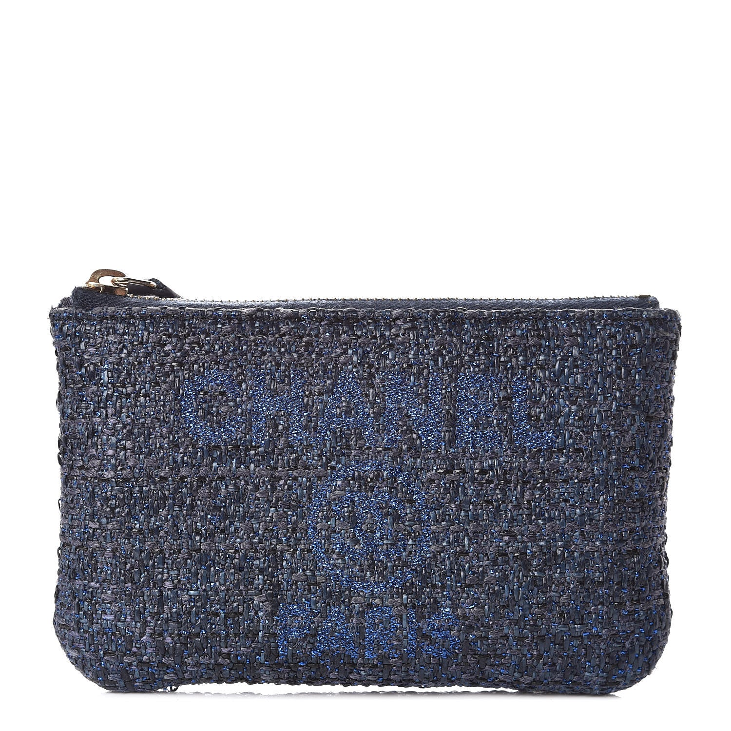 Chanel Woven Straw Raffia Deauville Cosmetic Pouch Blue 1 of 8