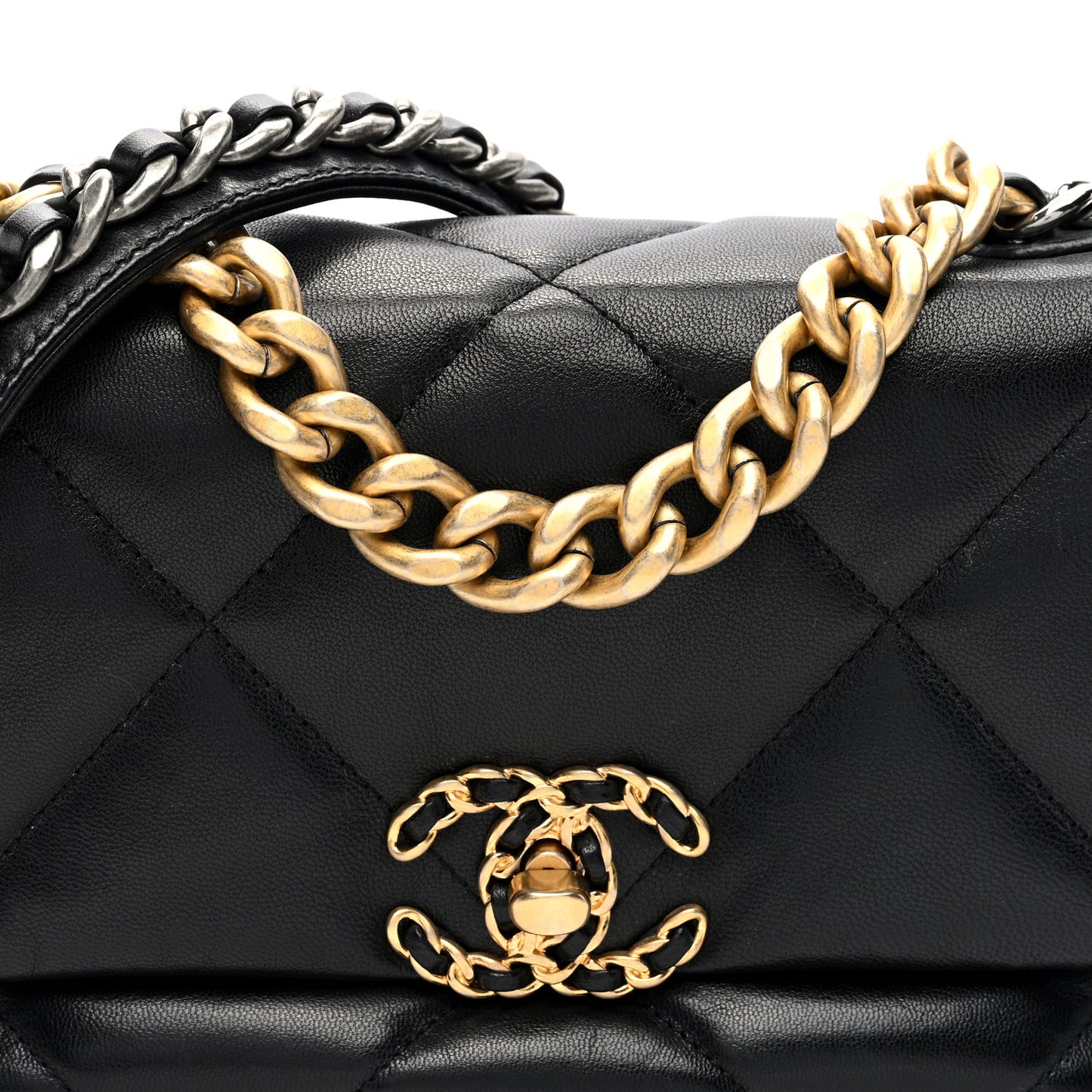 Goatskin Quilted Medium Chanel 19 Flap Black