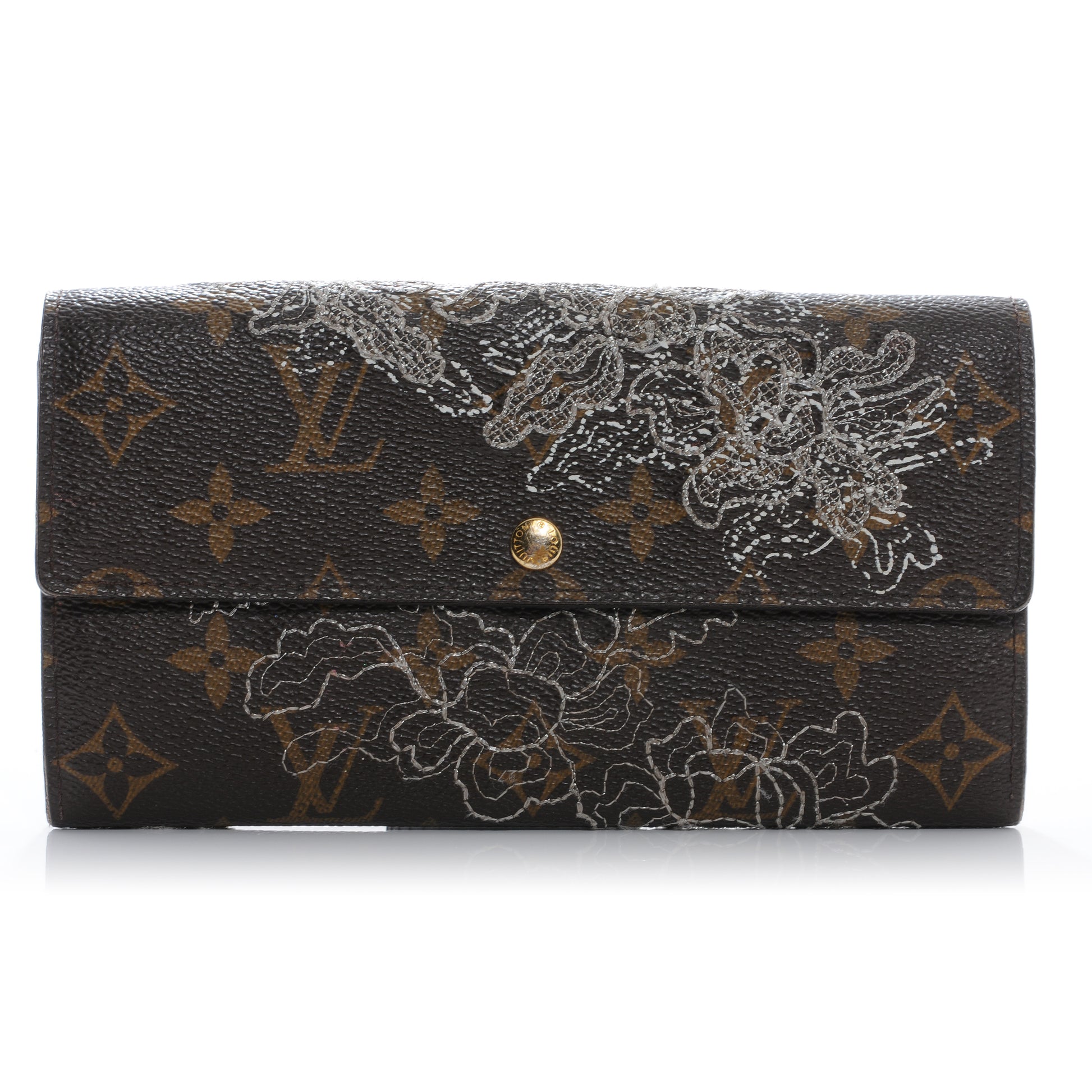 Louis Vuitton Monogram Dentelle Sarah Wallet Silver 1 of 6