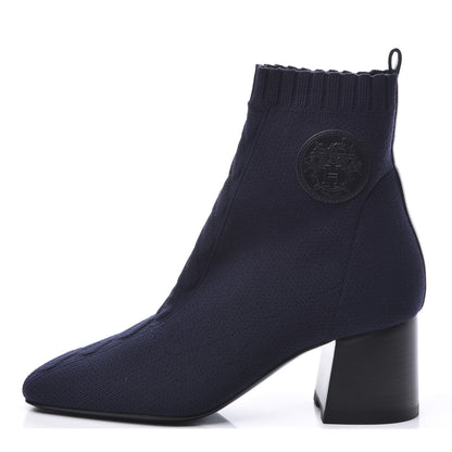 Hermes Knit Calfskin Volver Ankle Boots 36.5 Bleu Diplomatique 1 of 7