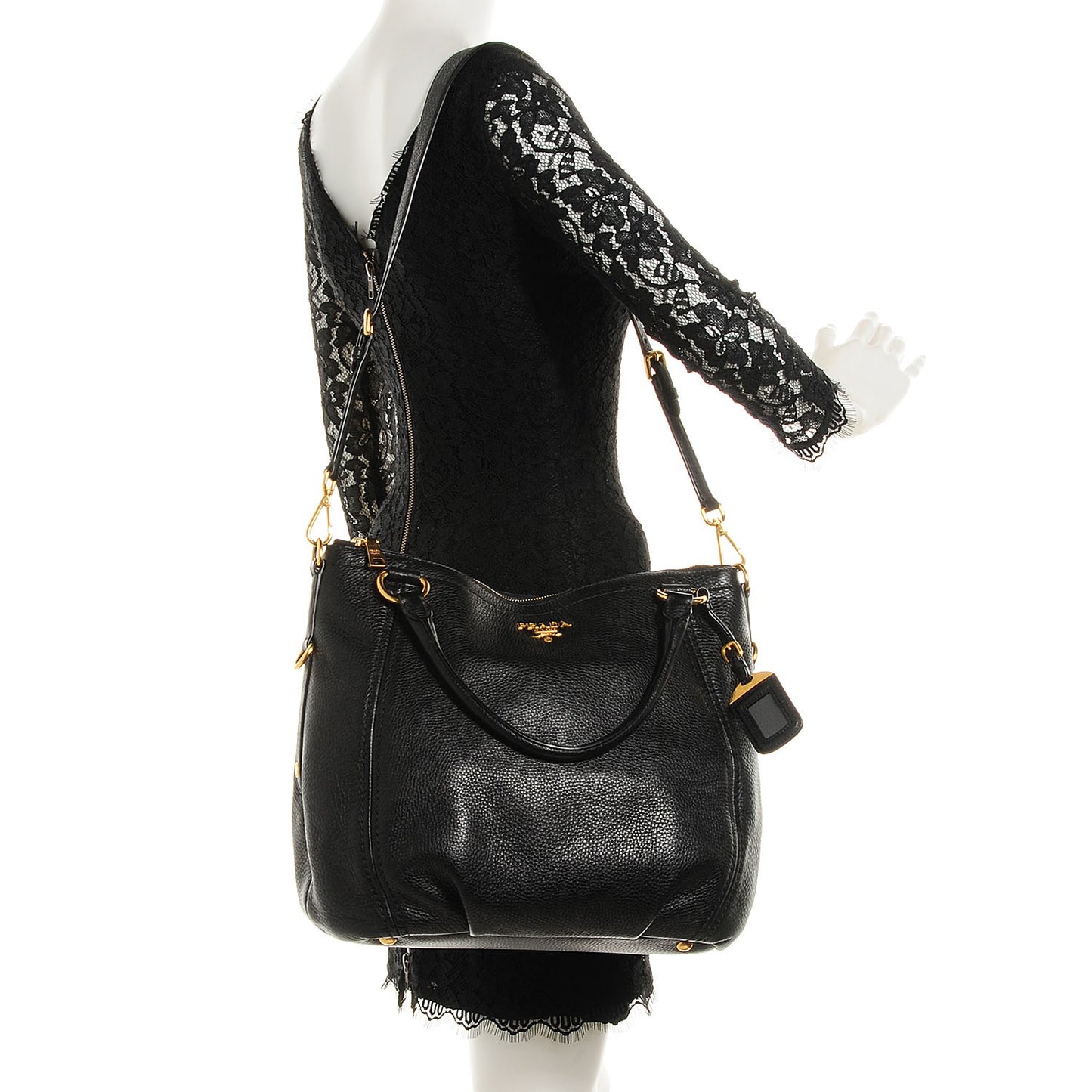 Vitello Daino Zip Tote Nero Black