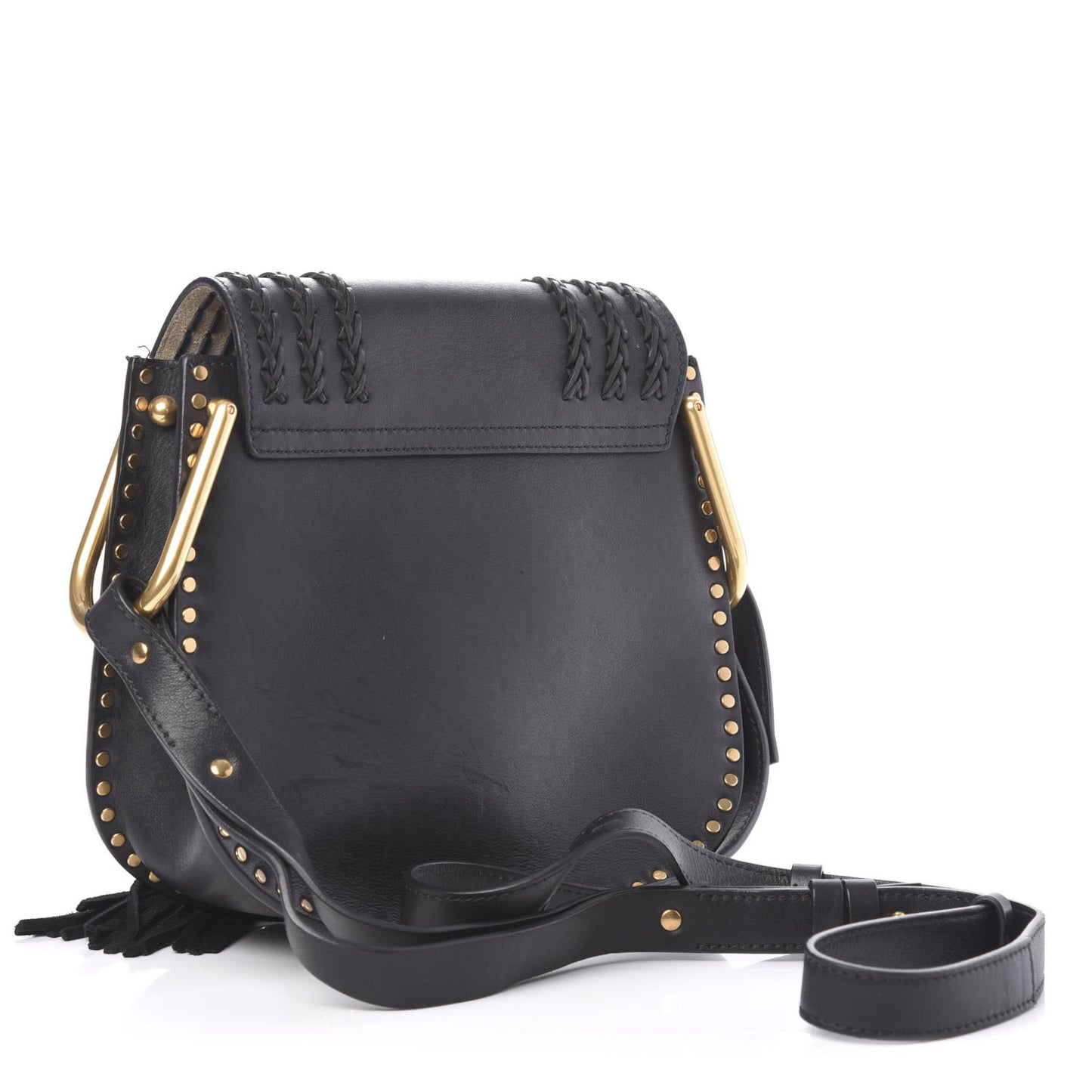 Calfskin Braided Small Hudson Shoulder Bag Black