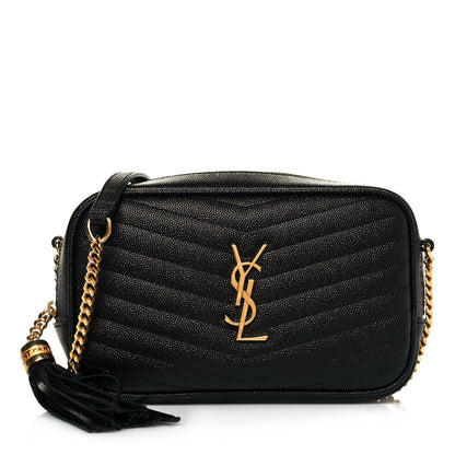 Saint Laurent Grain De Poudre Matelasse Monogram Mini Lou Camera Bag Black 1 of 14