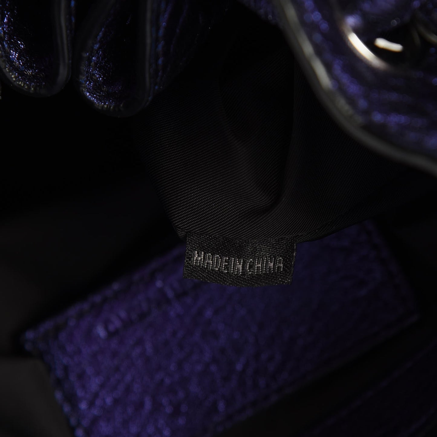 Metallic Pebbled Lambskin Diego Purple Rhodium Hardware