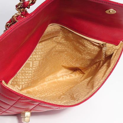 Chanel Lambskin Chocolate Bar Mademoiselle Flap Shoulder Bag Red 5 of 7