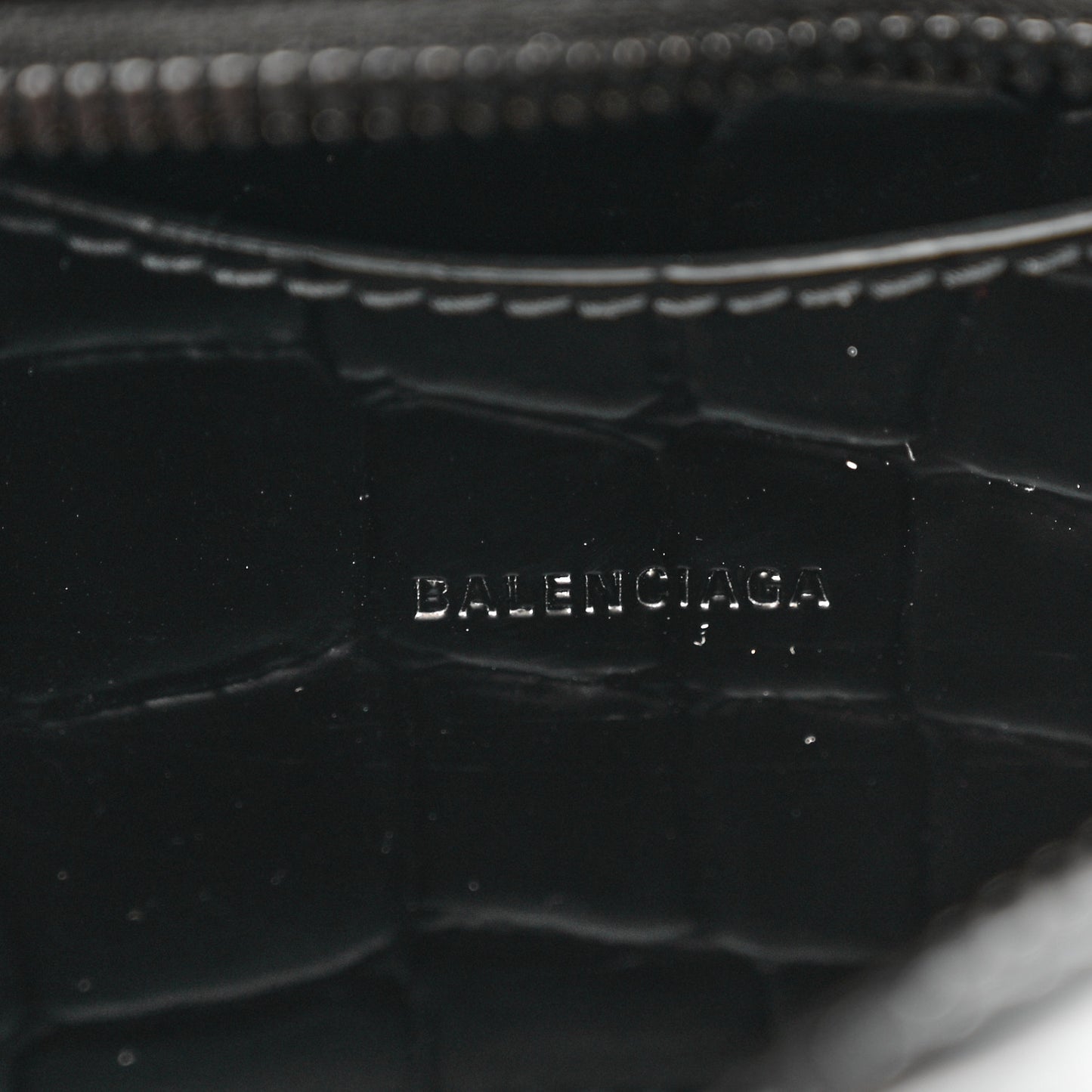 Semi Shiny Calfskin Crocodile Embossed Neo Classic Black Hardware Mini City Black