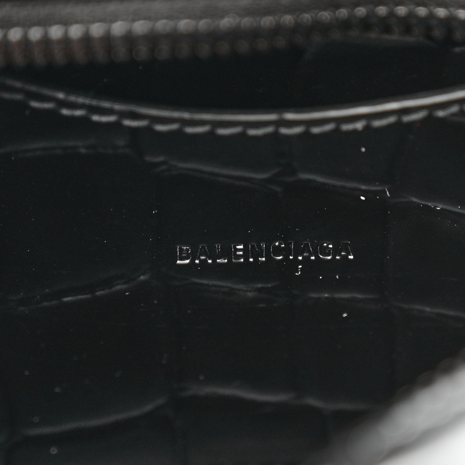 Balenciaga Semi Shiny Calfskin Crocodile Embossed Neo Classic Black Hardware Mini City Black 6 of 10