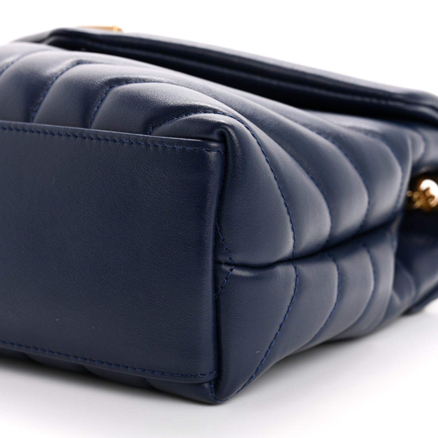 Calfskin Y Quilted Monogram Small Loulou Chain Satchel Blue Charron