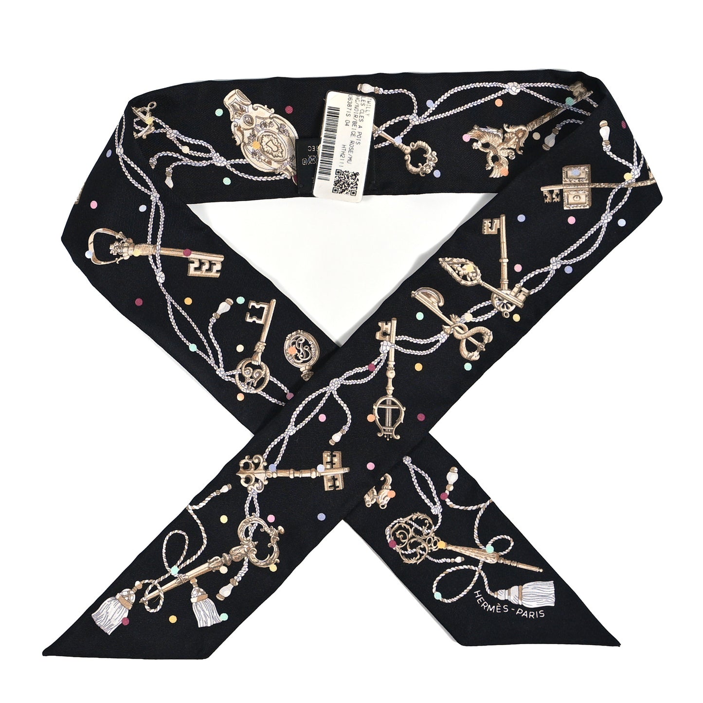 Silk Les Cles A Pois Twilly Black Beige Rose Multicolor