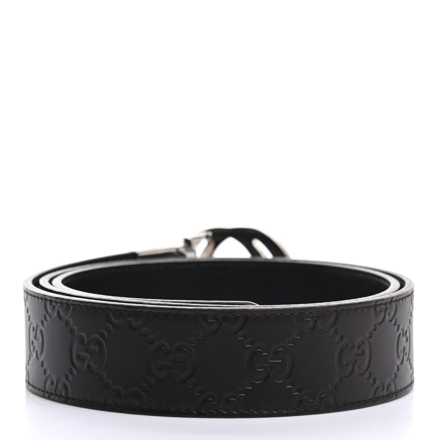 Guccissima Signature Interlocking G Reversible 37mm Belt 95 38 Black Cocoa