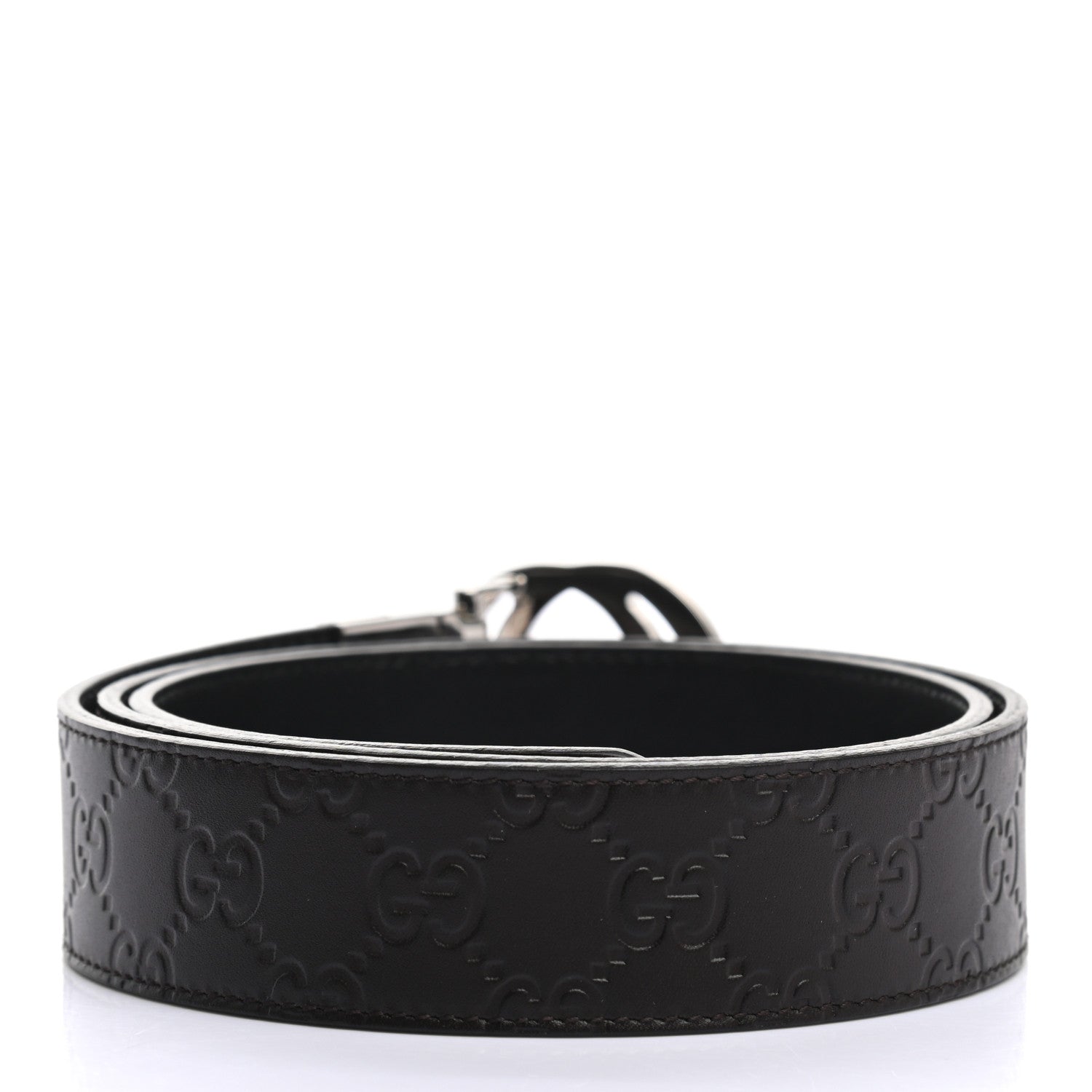 Gucci Guccissima Signature Interlocking G Reversible 37mm Belt 95 38 Black Cocoa 2 of 5