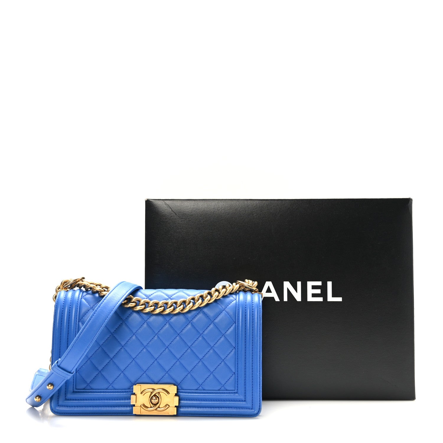 Chanel Lambskin Quilted Medium Boy Flap Blue 10 of 10