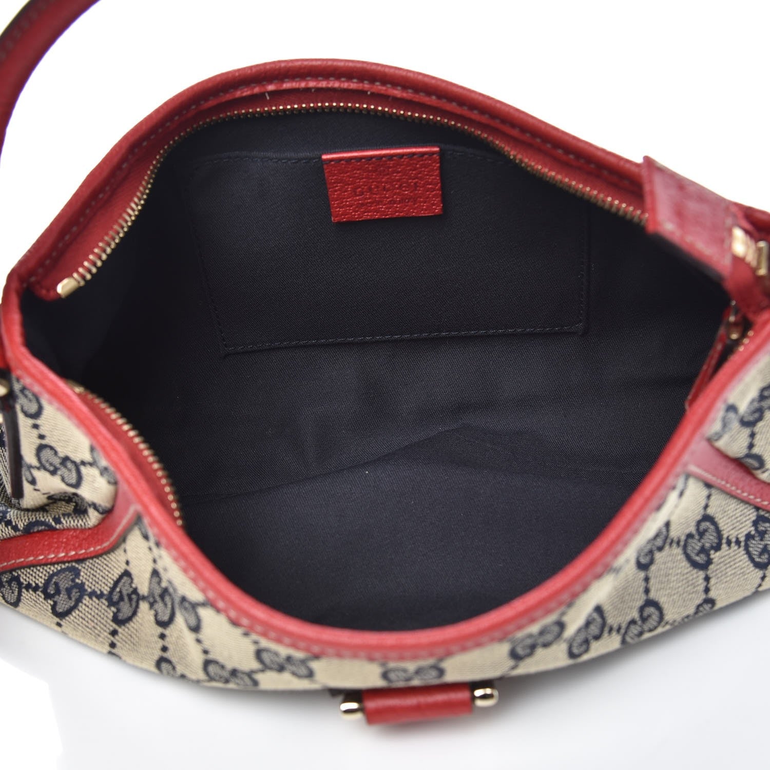 Gucci Monogram D Ring Abbey Pochette Navy Red 5 of 8