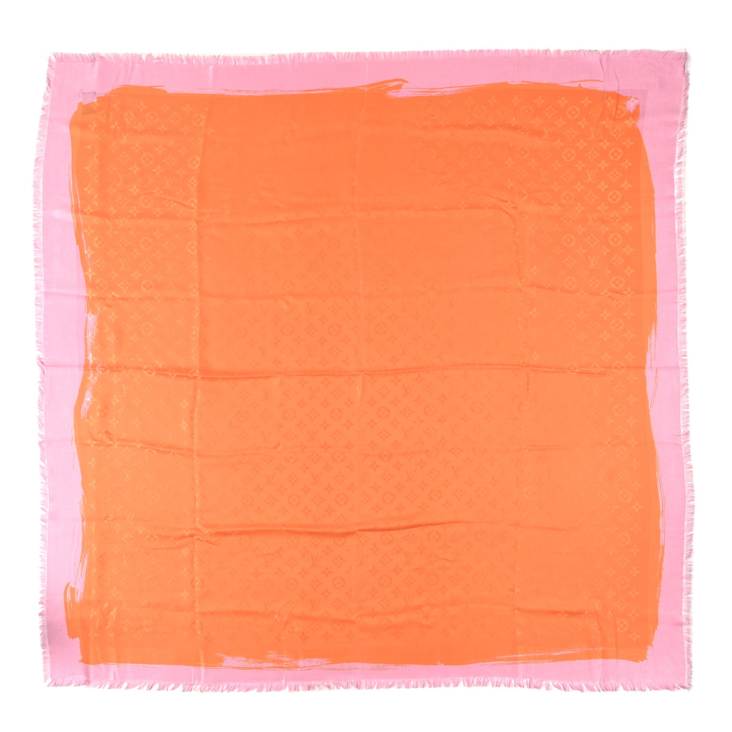 Louis Vuitton Silk Wool Monogram Arty Shawl Orange Pink 1 of 3