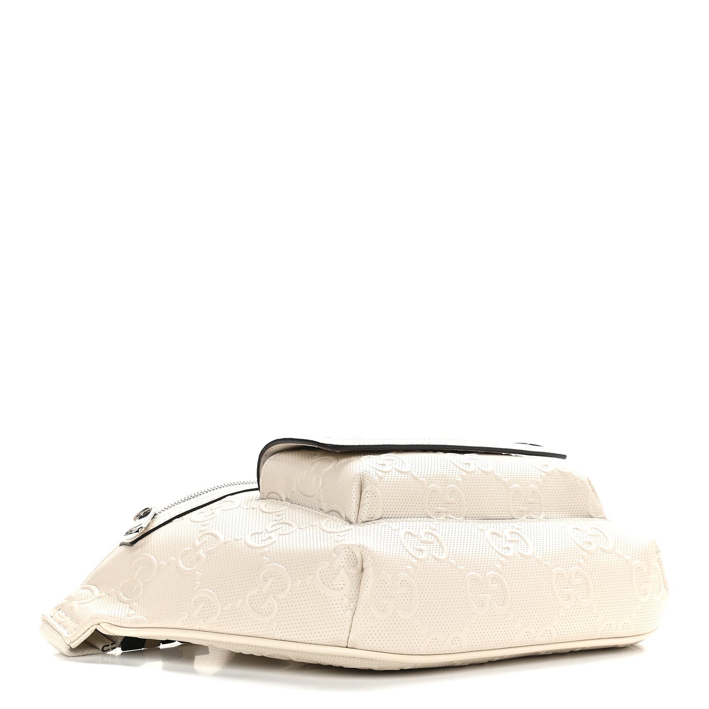 Calfskin GG Tennis Embossed Pocket Belt Bag Mystic White