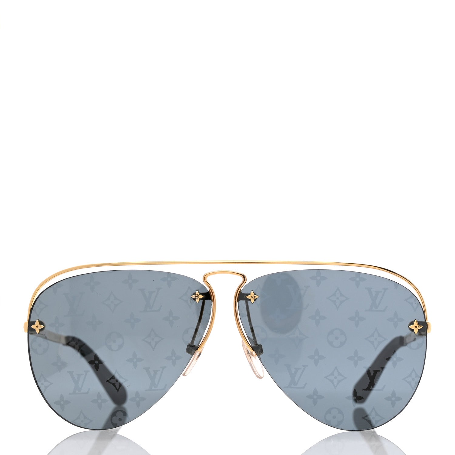 Louis Vuitton Metal Monogram Grease Sunglasses Z1172W Gold 2 of 8