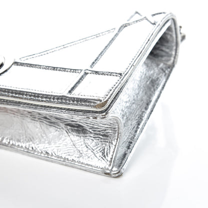 Christian Dior Metallic Crinkled Lambskin Medium Diorama Flap Bag Silver 11 of 13