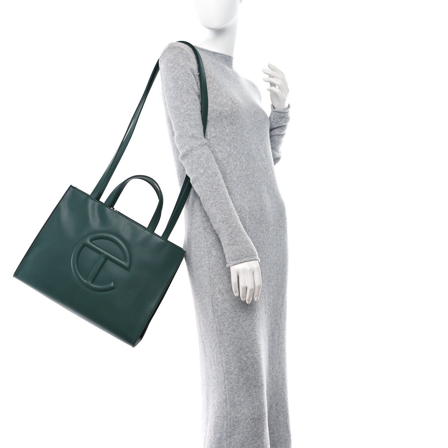 Telfar Vegan Leather Medium Shopping Bag Dark Olive 2 of 12