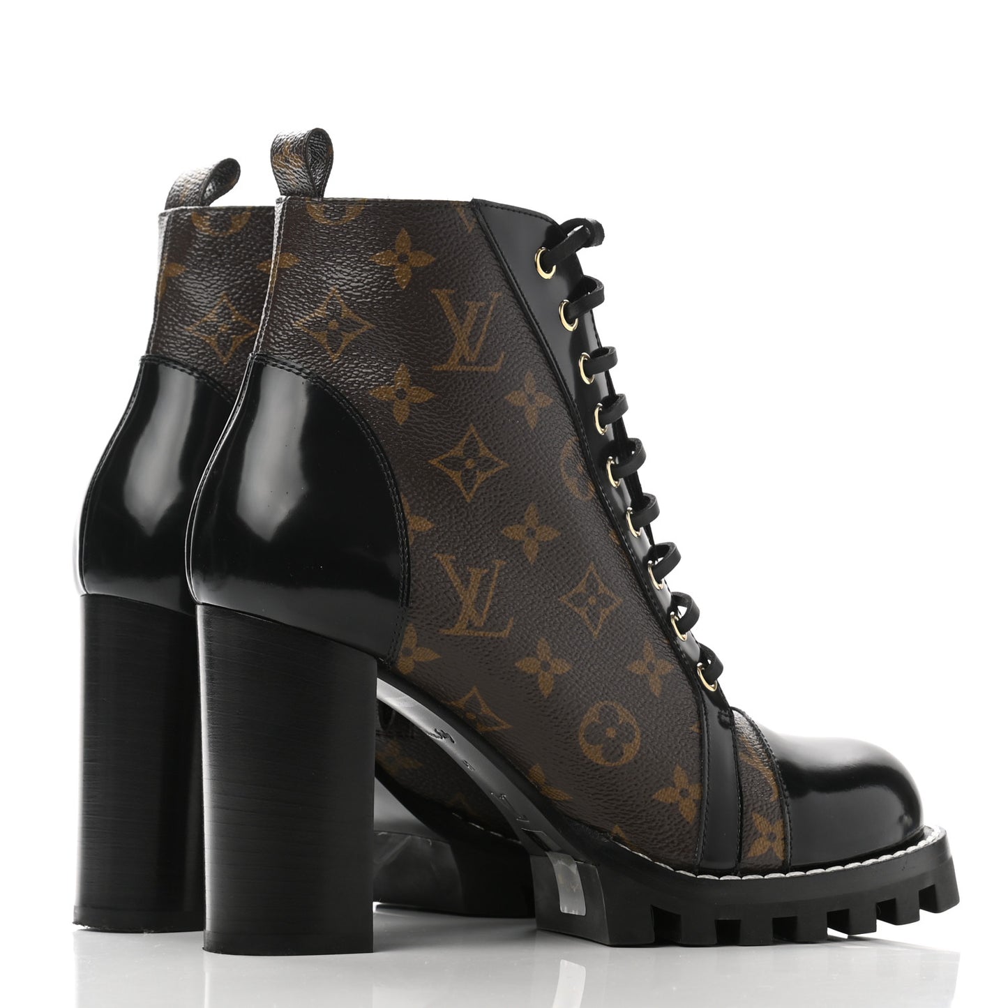 Patent Calfskin Monogram Star Trail Ankle Boots 41 Black