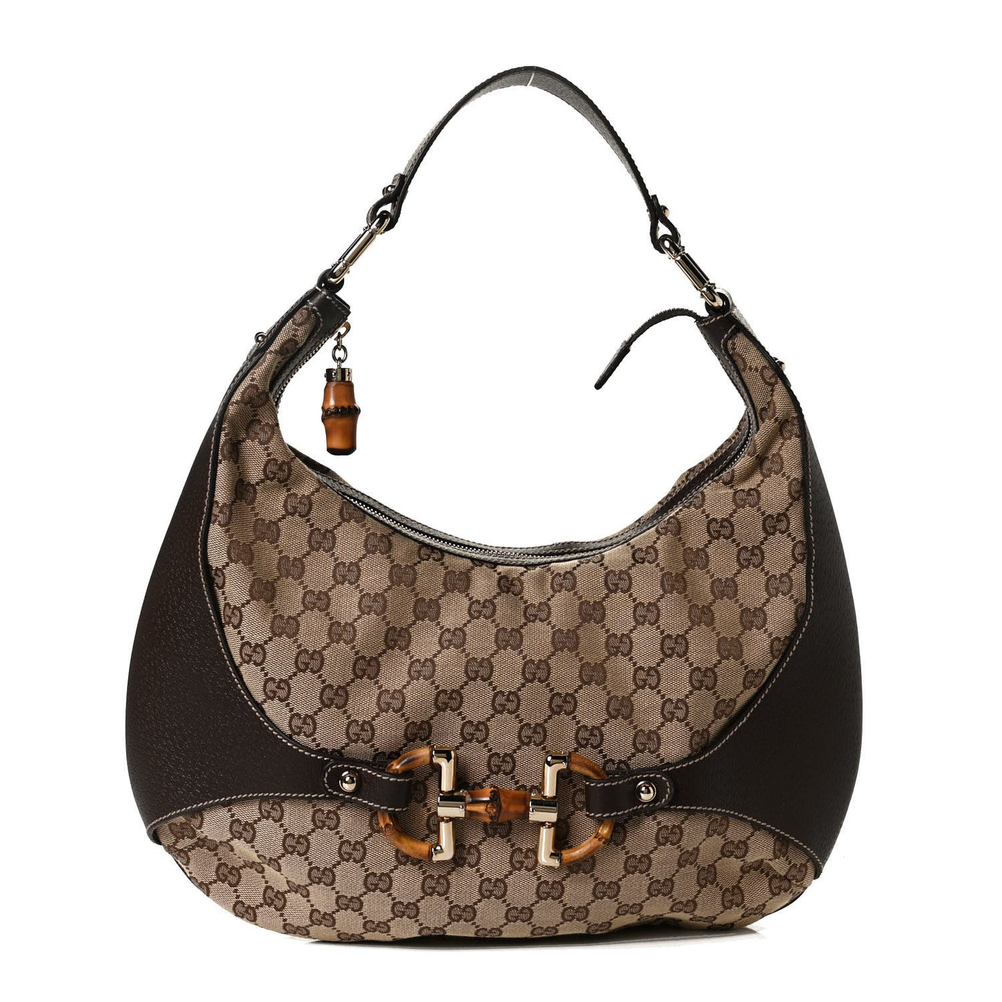 Monogram Bamboo Horsebit Hobo Dark Brown
