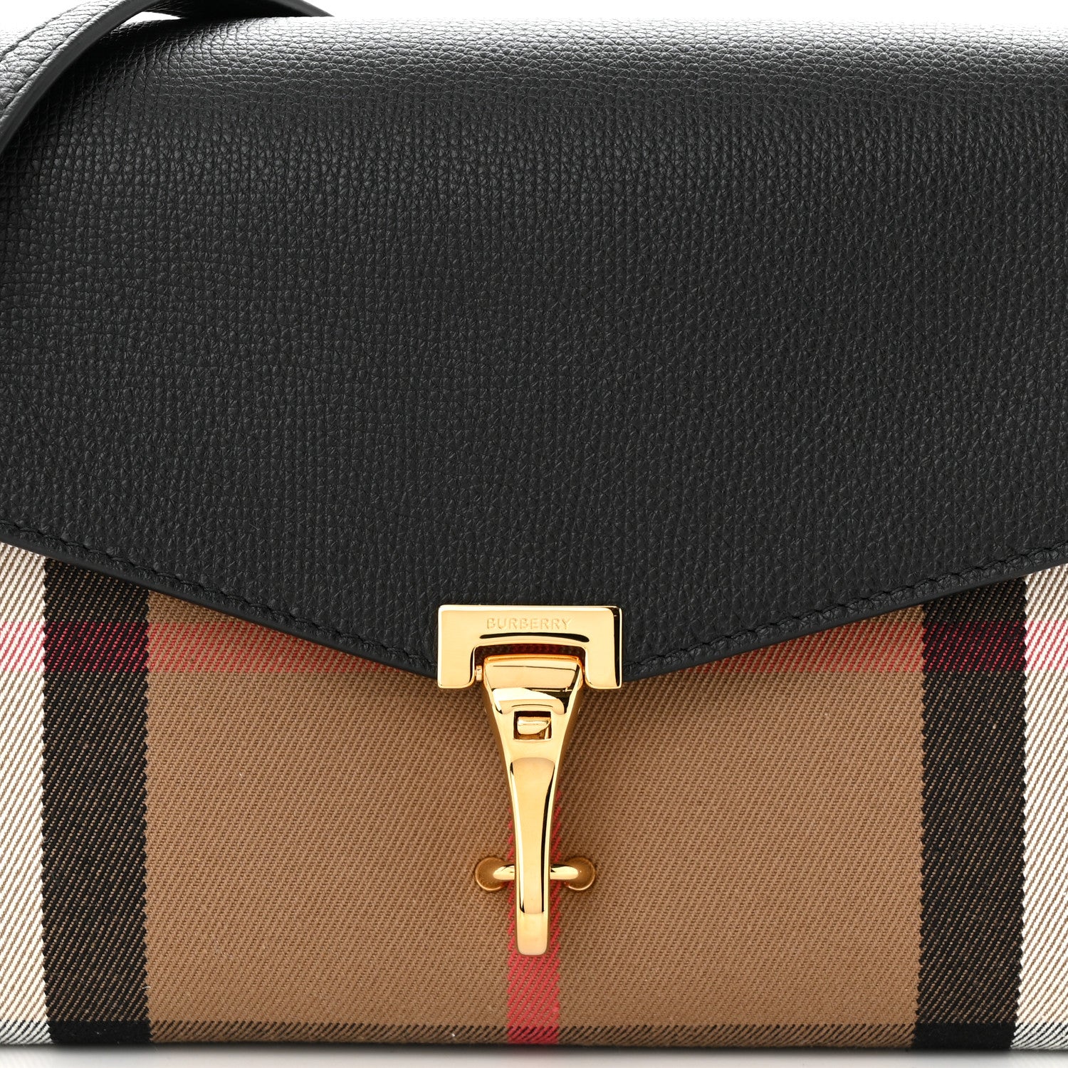 Burberry Derby Calfskin House Check Small Macken Crossbody Bag Black 8 of 10