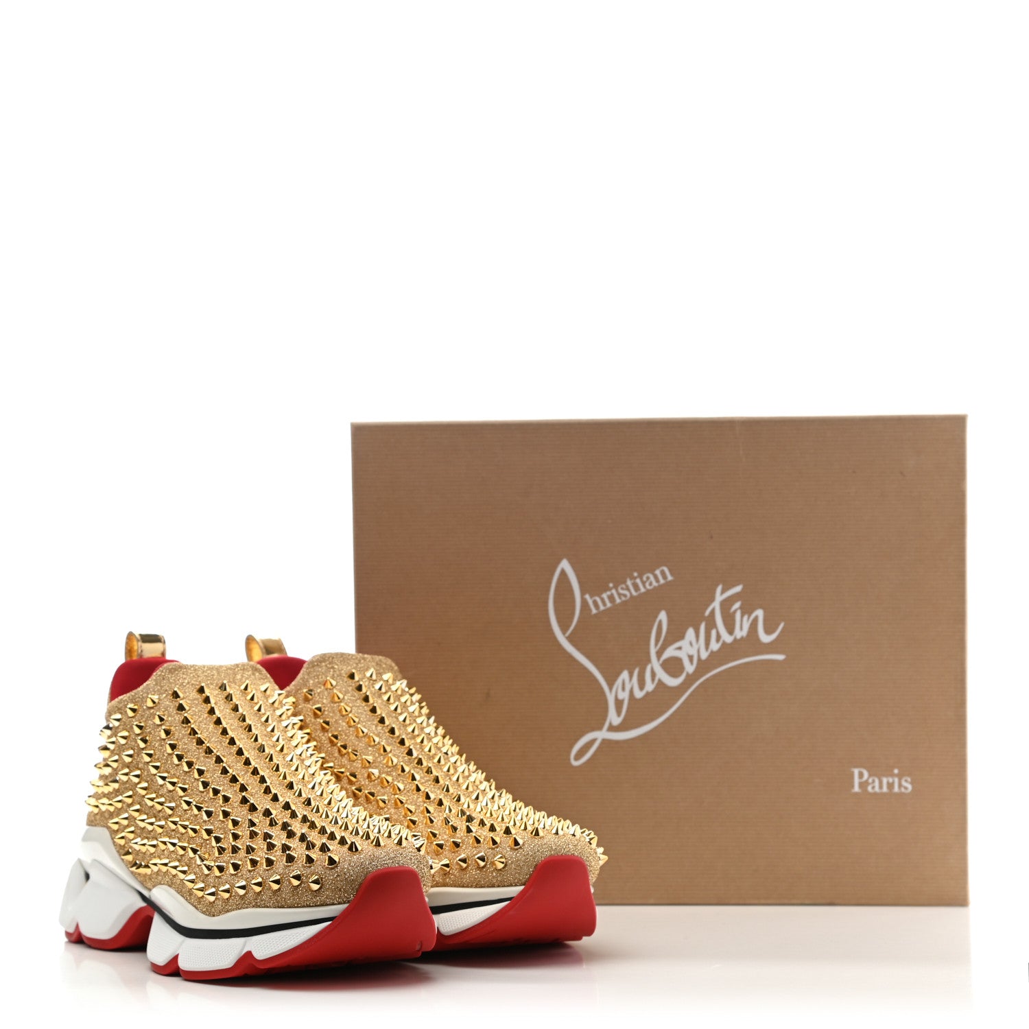 Christian Louboutin Neo Lame Spike Sock Donna Flat Sneakers 39.5 Gold 9 of 9