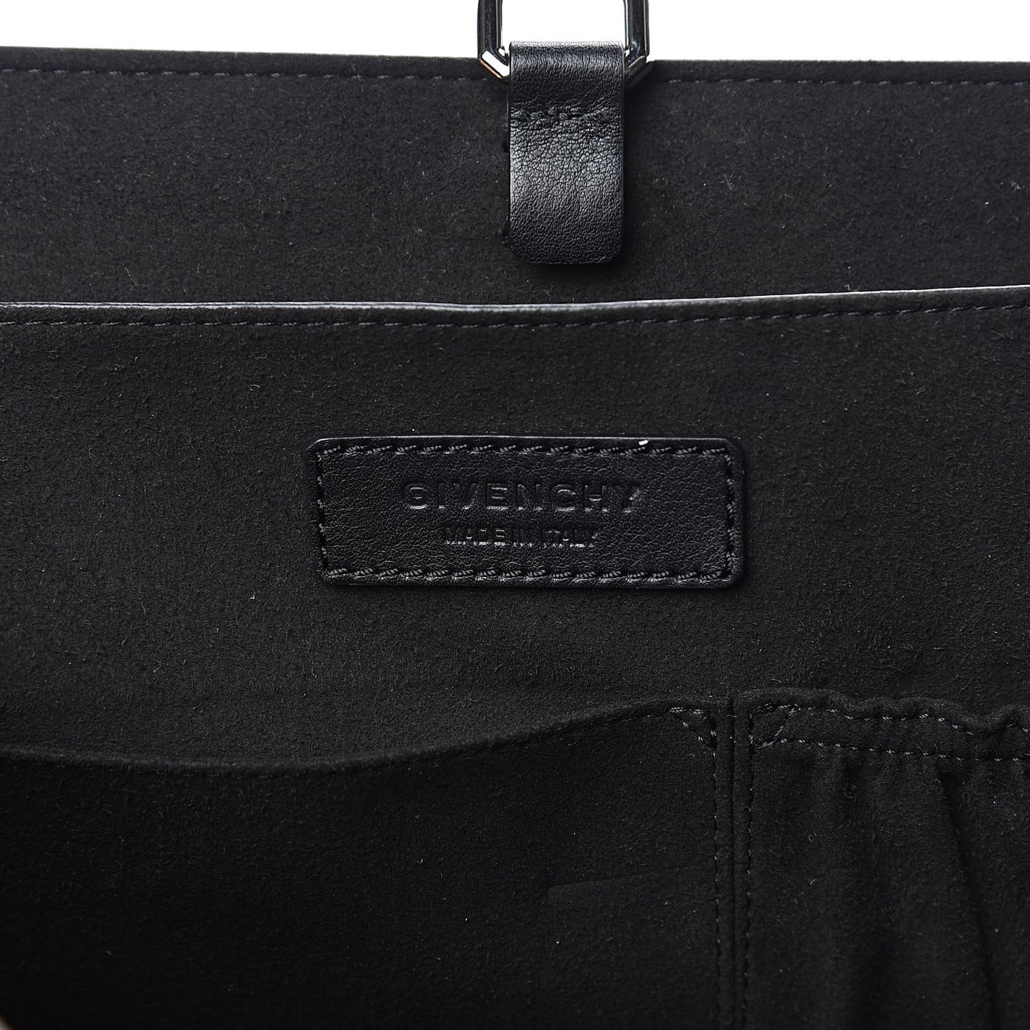 Calfskin Crocodile Embossed Medium Shark Lock Satchel Black