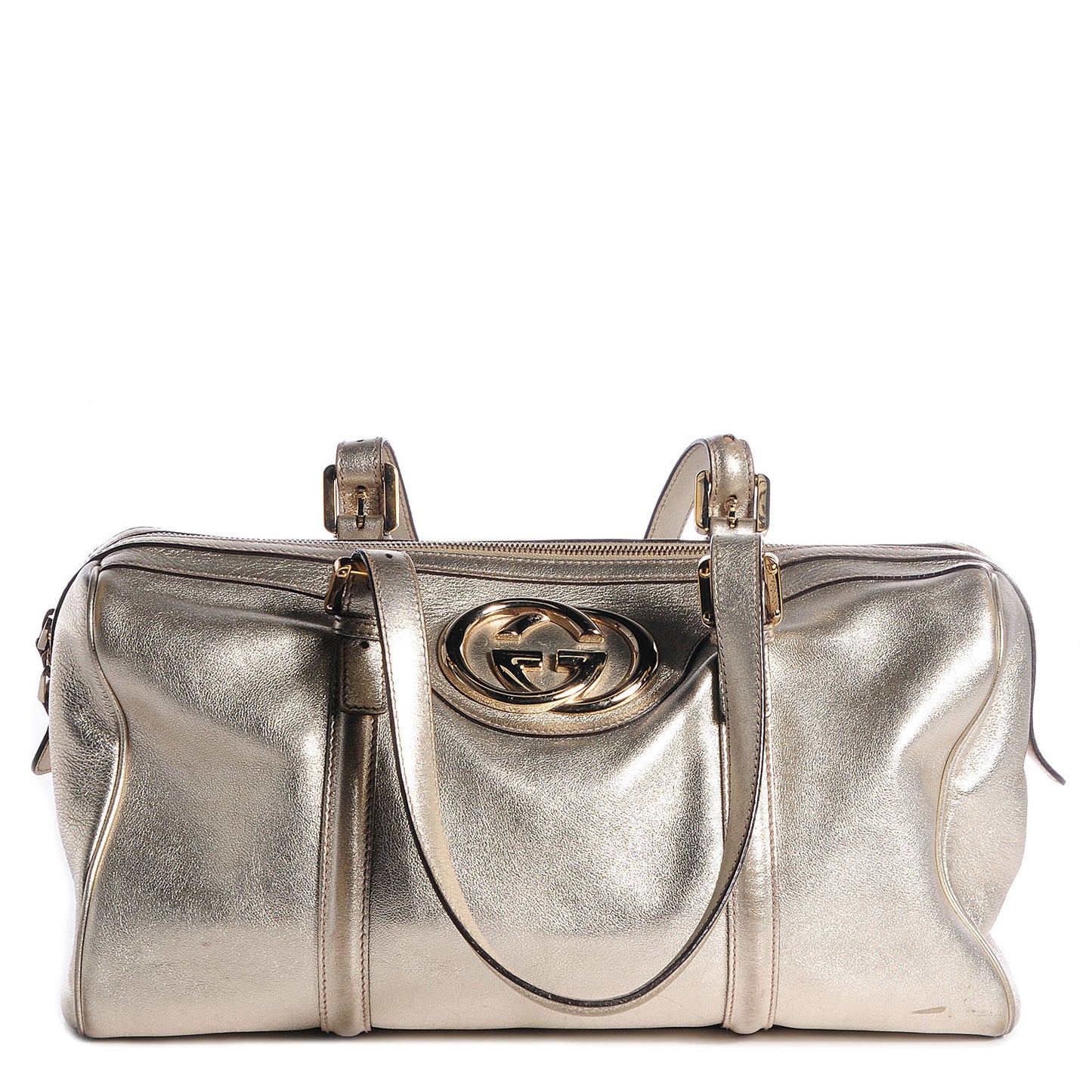 Metallic Leather Britt Medium Boston Gold