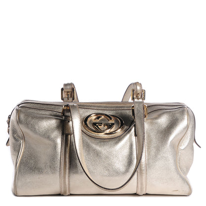 Gucci Metallic Leather Britt Medium Boston Gold 1 of 7