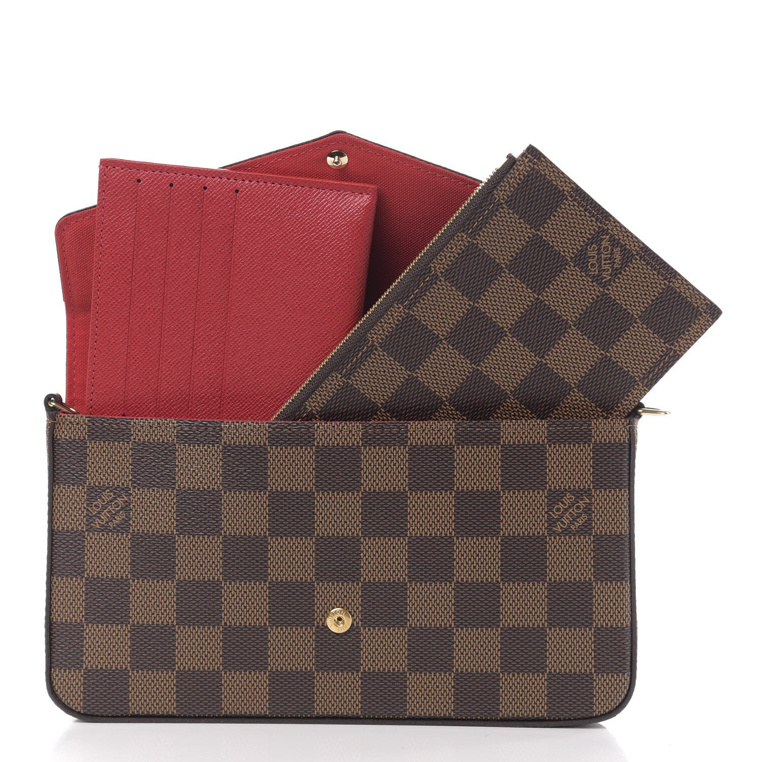 Louis Vuitton Damier Ebene Pochette Felicie Chain Wallet 15 of 18