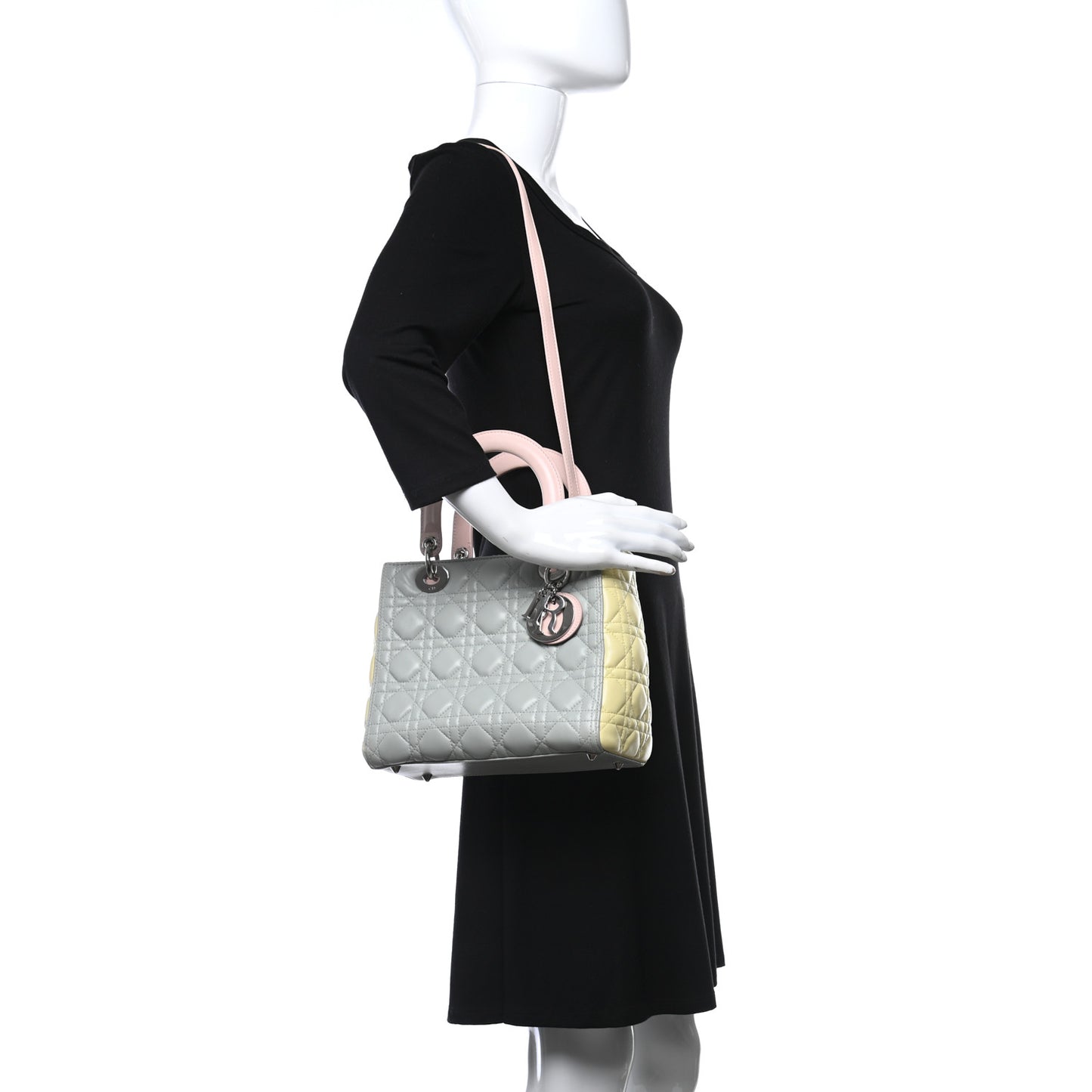 Lambskin Cannage Medium Tri-Color Lady Dior Multicolor