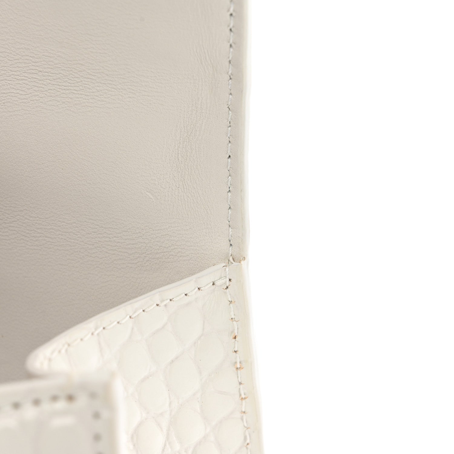 Balenciaga Shiny Calfskin Crocodile Embossed Hourglass Top Handle Bag XS White 11 of 11