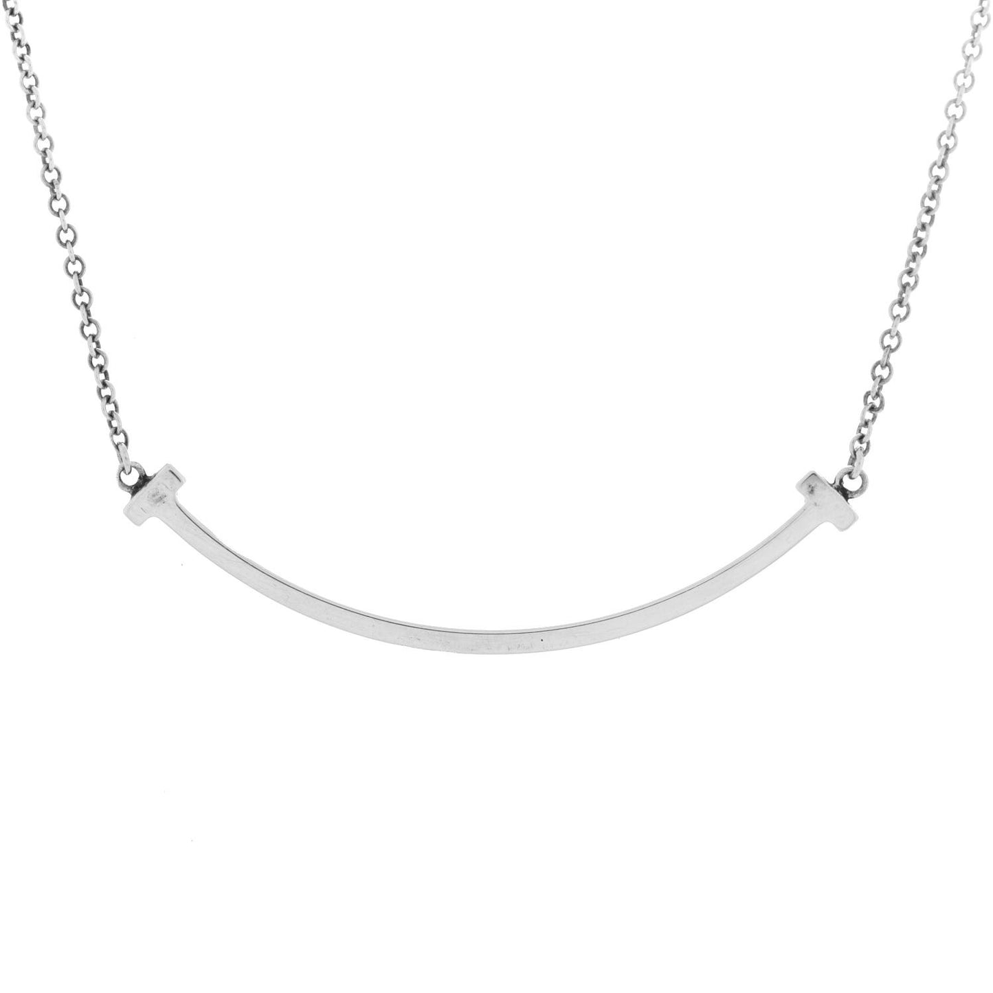 Sterling Silver Small T Smile Pendant Necklace