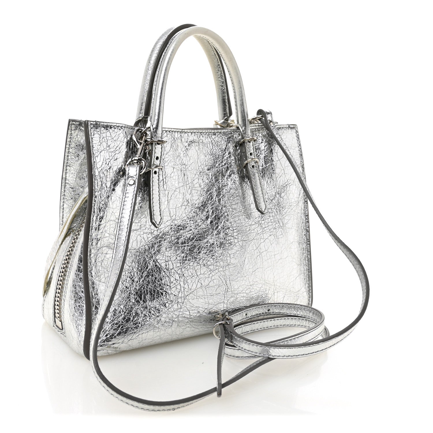 Balenciaga Metallic Calfskin Papier Mini A4 Tote Silver 4 of 12