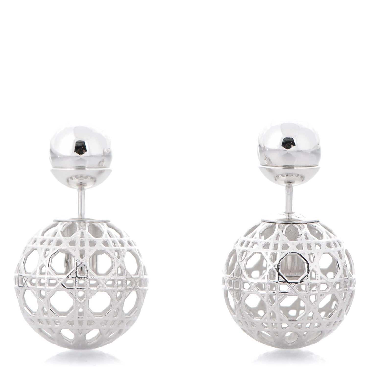 Christian Dior Cannage Mise En Dior Tribal Earrings Silver 1 of 4