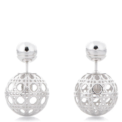 Christian Dior Cannage Mise En Dior Tribal Earrings Silver 1 of 4